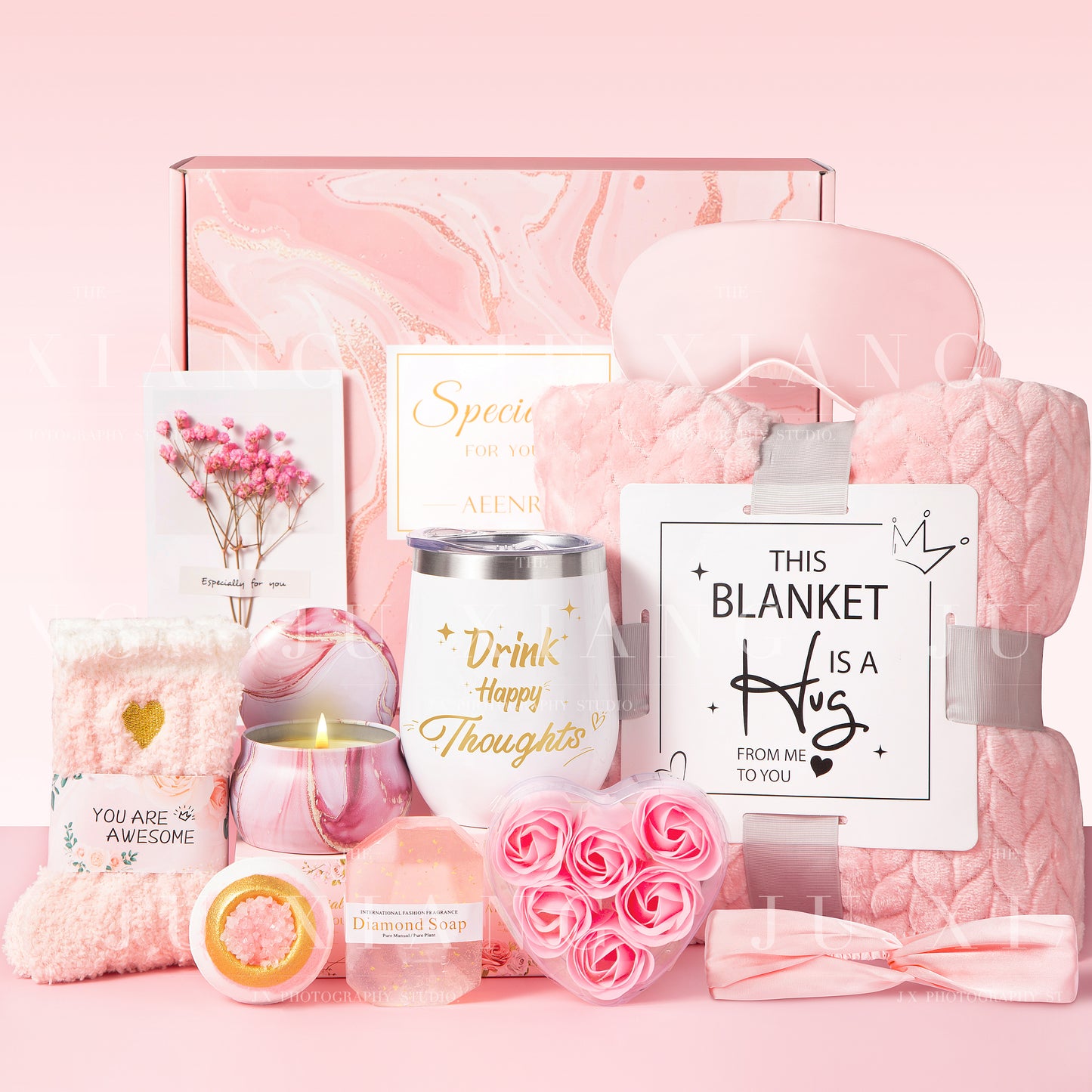 Luxury 11-Piece Rose Spa Gift Basket for Women – Perfect Mother's Day, Birthday, Christmas & Valentine's Day Present – Pink Self-Care Set