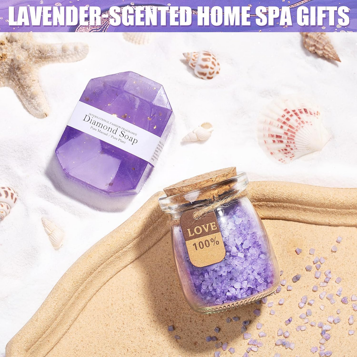 Luxury Gift Set for Women – 7-Piece Rose Spa Basket in Elegant Purple | Birthday, Christmas, Valentine’s Day Gift