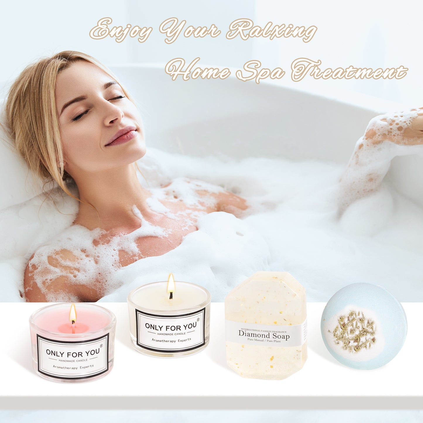 Elegant 8-Piece Spa Gift Basket for Women – Perfect Birthday, Christmas & Valentine’s Day Present – White Beauty & Relaxation Set