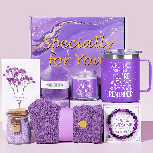 Luxury Gift Set for Women – 7-Piece Rose Spa Basket in Elegant Purple | Birthday, Christmas, Valentine’s Day Gift