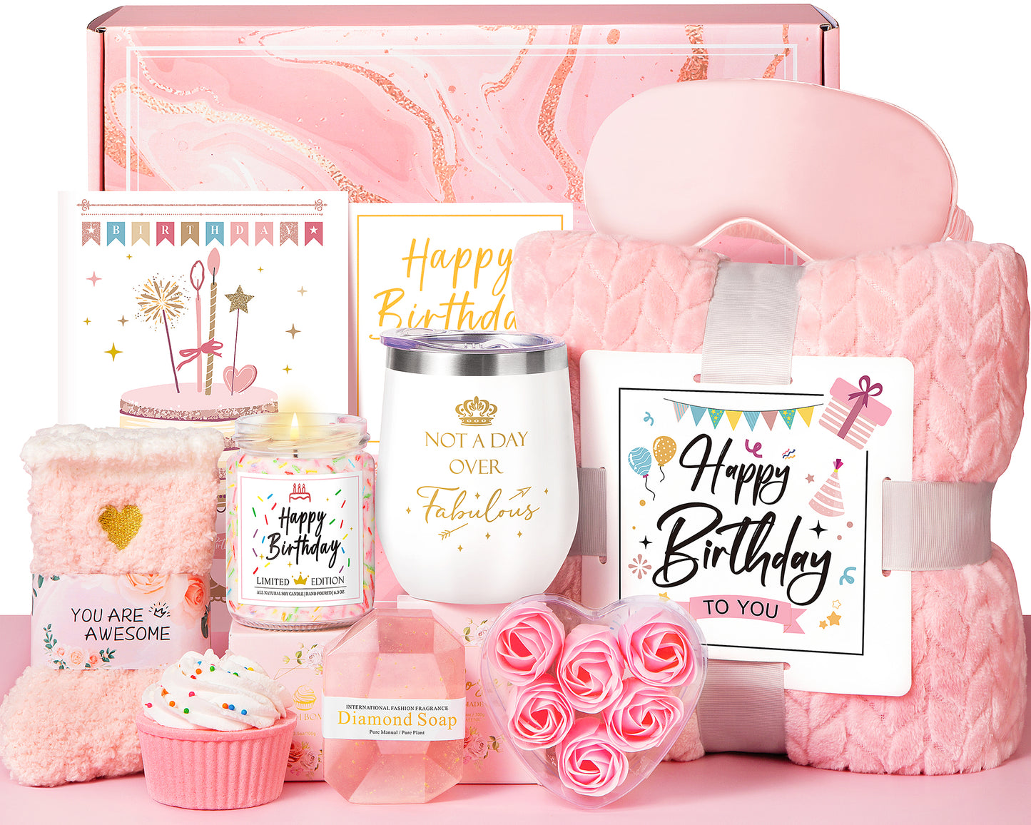 Luxury Gift Set for Women –10-Piece Rose Spa Basket for Birthdays, Christmas, and Valentine's Day