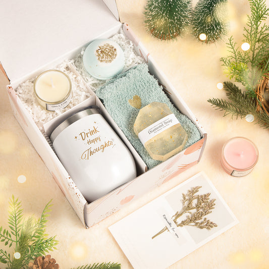 Elegant 8-Piece Spa Gift Basket for Women – Perfect Birthday, Christmas & Valentine’s Day Present – White Beauty & Relaxation Set